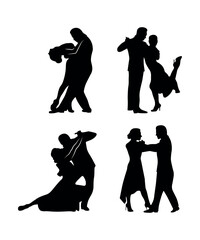 Dance people silhouette vector