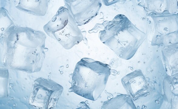 Icecubes background, ice cube texture, ice wallpaper It makes me feel fresh and feel good. In the summer, ice and cold drinks will make us feel relaxed, Made for beverage business. Generative AI