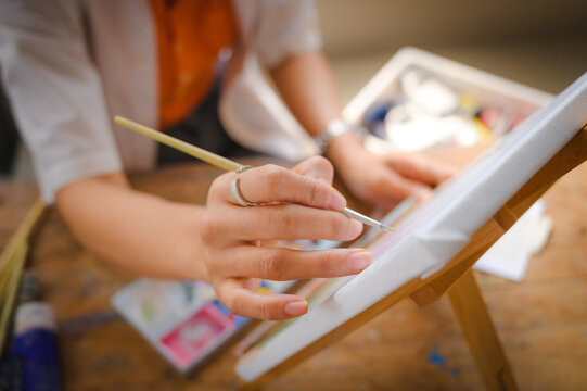 Artist drawing in studio