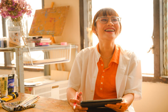 Artist drawing in studio