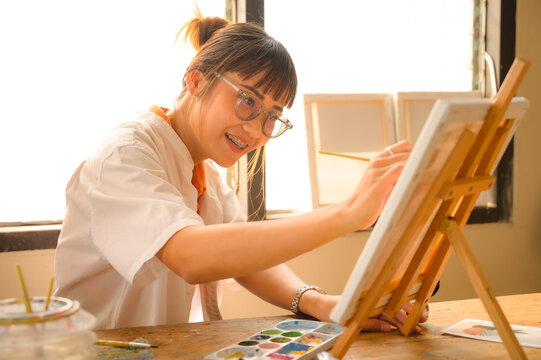 Artist drawing in studio