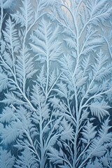 intricate frost patterns on a windowpane in winter, created with generative ai