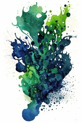 watercolor spashes random shapes vibrant green and blue colors 