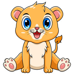 Cute baby Lion cartoon sitting
