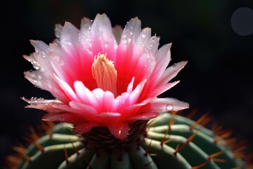 close-up of a cactus flower in full bloom, created with generative ai