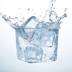 Obraz premium Ice cubes background, ice cube texture, ice wallpaper It makes me feel fresh and feel good. In the summer, ice and cold drinks will make us feel relaxed, Made for beverage business. Generative AI