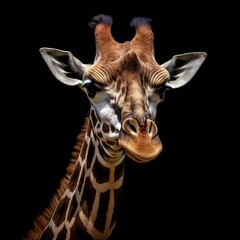 Fototapeta premium AI generated illustration of a majestic giraffe in the darkness