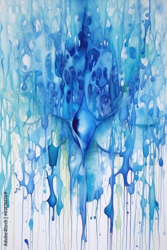 Canvas Prints abstract blue watercolor splashes and drips, created with generative ai