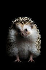 AI generated illustration of a hedgehog on a dark background