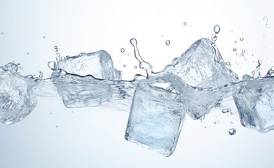 Obraz premium Ice cubes background, ice cube texture, ice wallpaper It makes me feel fresh and feel good. In the summer, ice and cold drinks will make us feel relaxed, Made for beverage business. Generative AI
