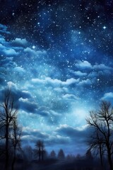 Fototapeta na wymiar moonlit night sky with a mix of clouds and stars, created with generative ai