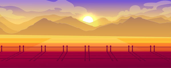 Fototapeta na wymiar sunrise mountain banner landscape