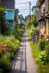Fototapeta na wymiar bicycle lane in a sustainable neighborhood, created with generative ai
