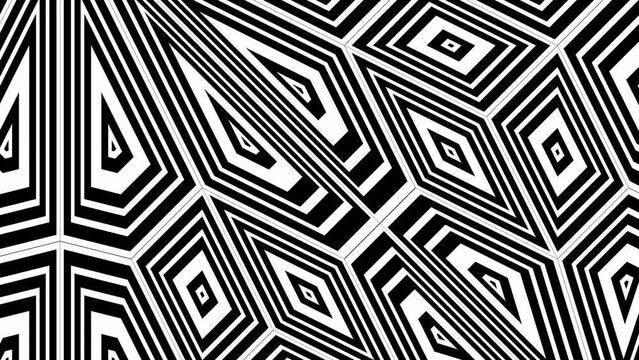 Abstract background with black and white stripes. Seamless loop video.Monochrome pattern.