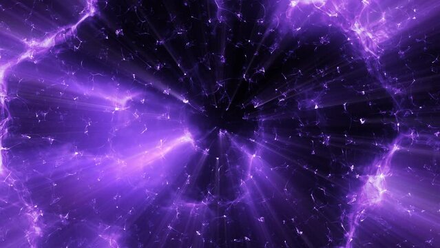 Illustrative animation of cosmic explosion in purple tones for backgrounds