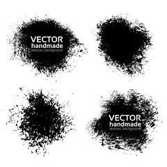 Vector abstract handmade black strokes - backgrounds painted by dry brush isolated on a white background