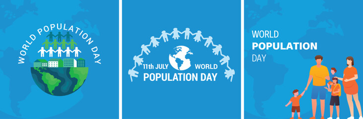 Free vector gradient world population day instagram posts collection