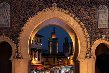 Famous town gate Bab Boujloud in the medina of Fes