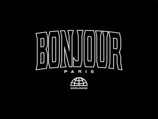 Streetwear clothing Bonjour typography vector template graphic tees ready for print © Ding