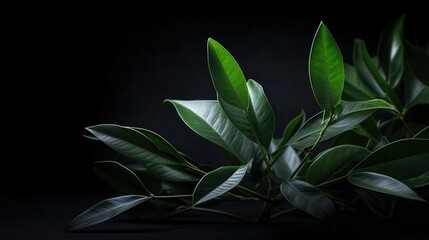 Tropical  Plants and foliage on Dark Background