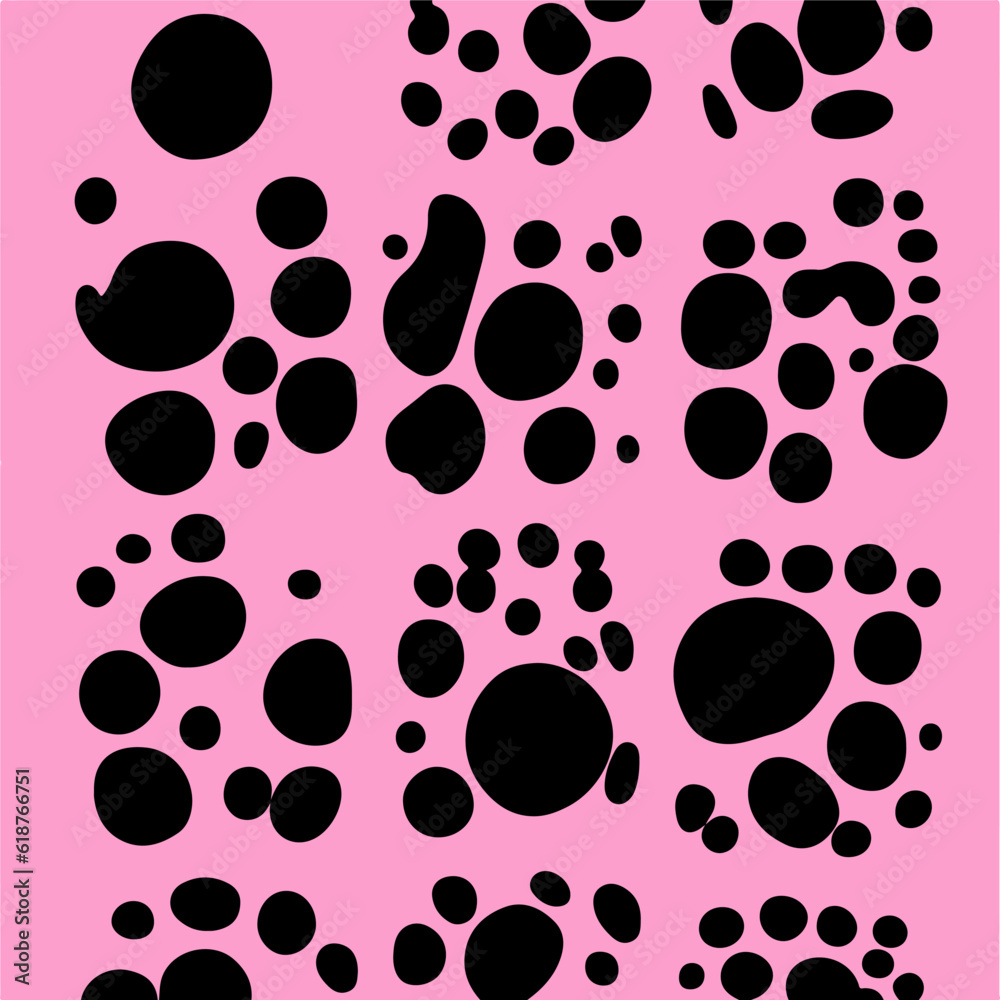 Poster abstract psychedelic black and pink backround with melting geometric shapes and lines in retro hippi