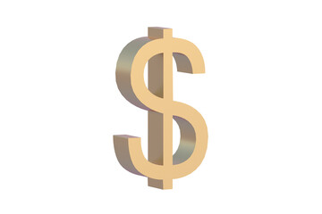 Obraz premium Dollar symbol isolated on white background. Golden currency sign. USA money. 3d render