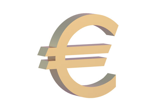 Euro symbol isolated on white background. Golden currency sign. European money. 3d render