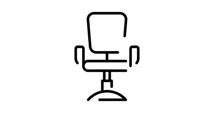 barber chair animated outline icon on white background. barber chair 4k video animation for web, mobile and ui design