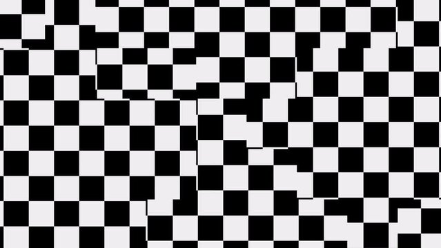 Abstract black and white checkered background. seamless loop video.
