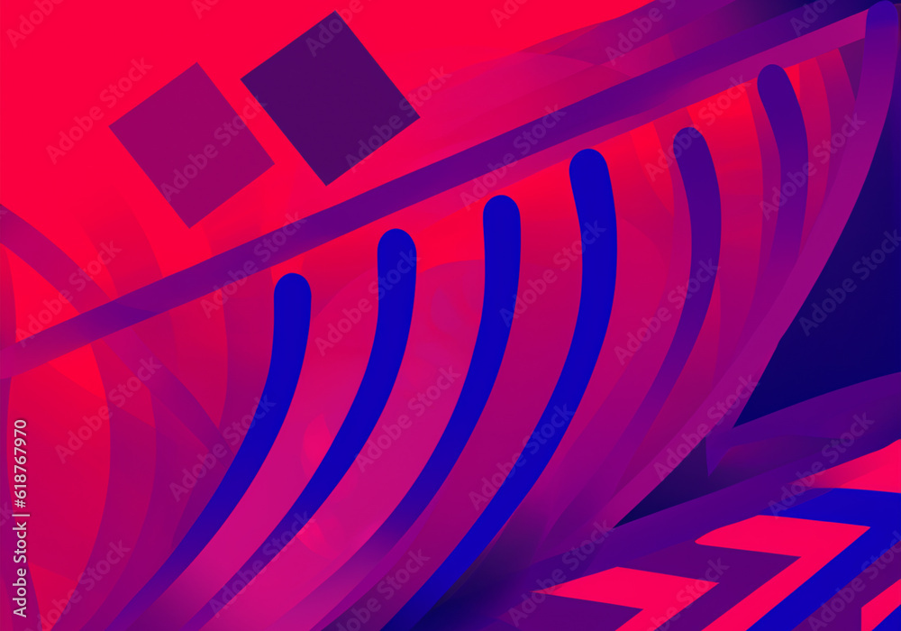 Wall mural abstract trendy bright color background of geometric shapes created with generative ai technology