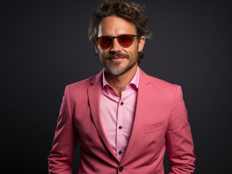 Portrait of a stylish, elegant man wearing dark glasses, Ai Generation