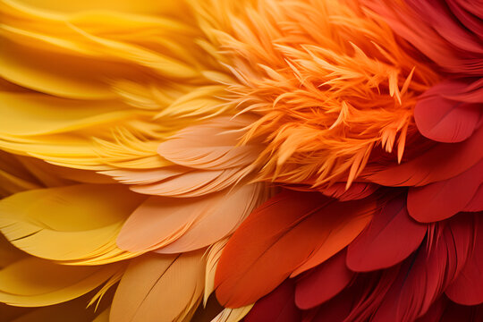 red, yellow, and orange feathers