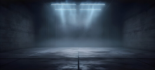 dark empty scene with foggy neon light on black background Generative AI