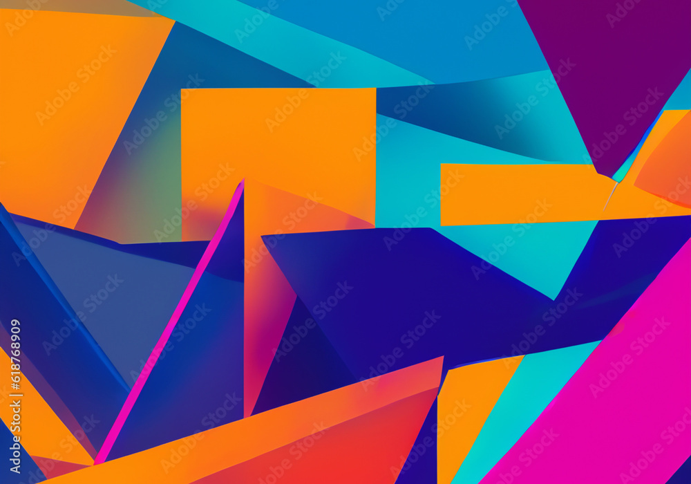 Wall mural abstract trendy bright color background of geometric shapes created with generative ai technology