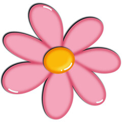 Illustration pink flowers isolate on white. 
