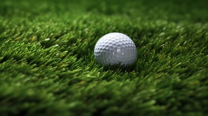 Obraz premium Close up golf ball on green grass field Generative AI