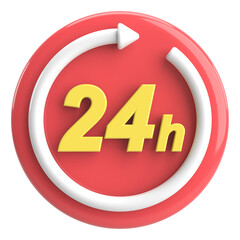 24 hours service icon. 3D illustration.