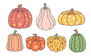 Pumpkin clip art, fall clip art vector