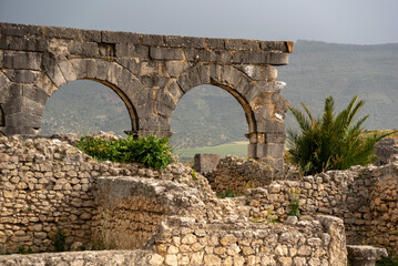 Fototapeta na wymiar Ruins of the ancient Roman town of Volubilis in Morocco