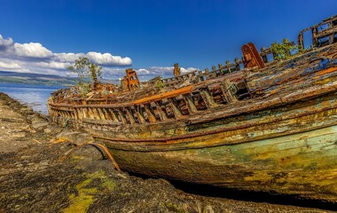 Old wooden fishing boat on the Isle of Mull