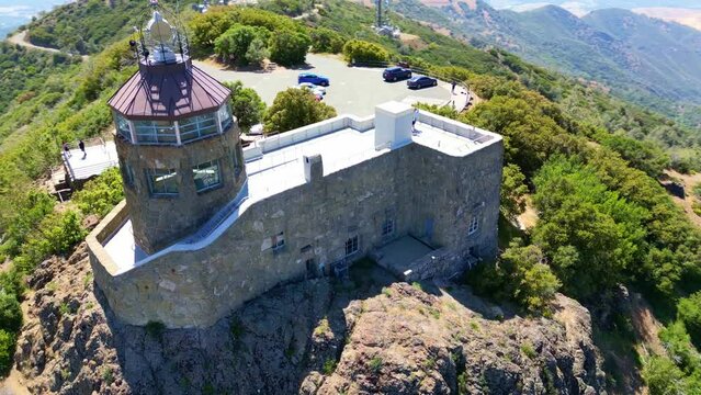Aerial of a building on top of the Mount Diablo at the State Park