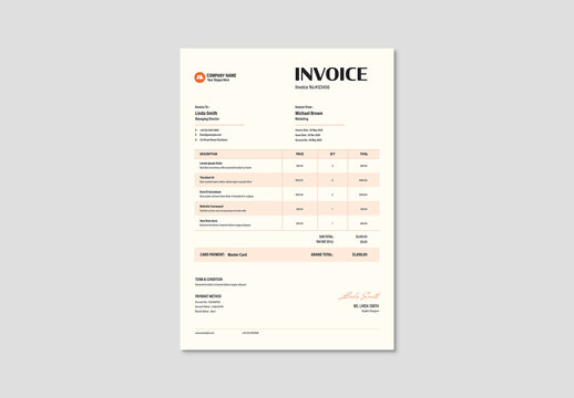 Invoice Layout with Cream Accents