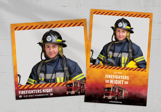 Firefighter fireman Photo Card Layout