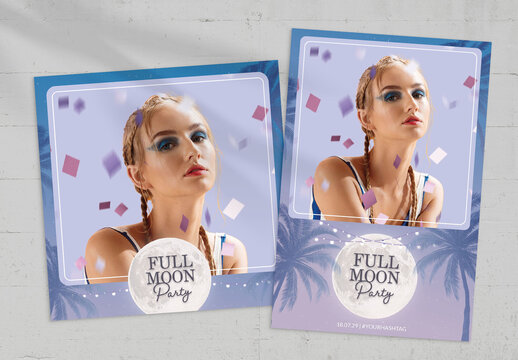 Full Moon Party Photo Card Layout