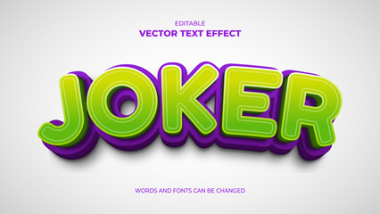 3d joker editable text effect with green and purple color