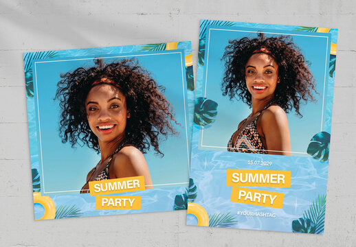 Summer Pool Party Photo Card Layout
