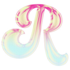 3D Glossy Pastel Alphabet Letters PNG Set – Isolated Transparent Background