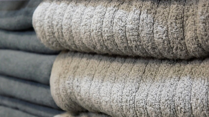 Close-up of terry cloth bath towels