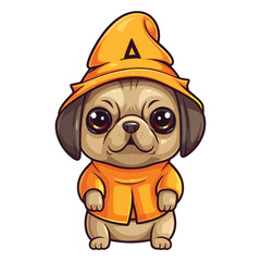 Naklejka premium Trick or Treat Pug: Cute Puppy Celebrating Halloween