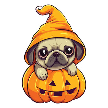 Trick or Treat Pug: Cute Puppy Celebrating Halloween